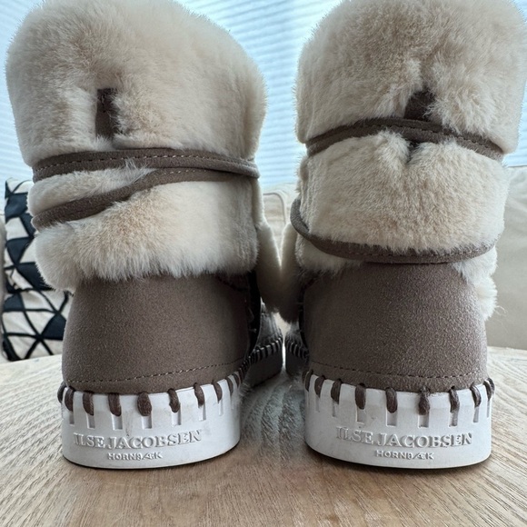 ILSE JACOBSEN Gray & Ivory Soft Shearling Foldover Tulip Boot Eur 38 US 7.5 - Picture 5 of 10
